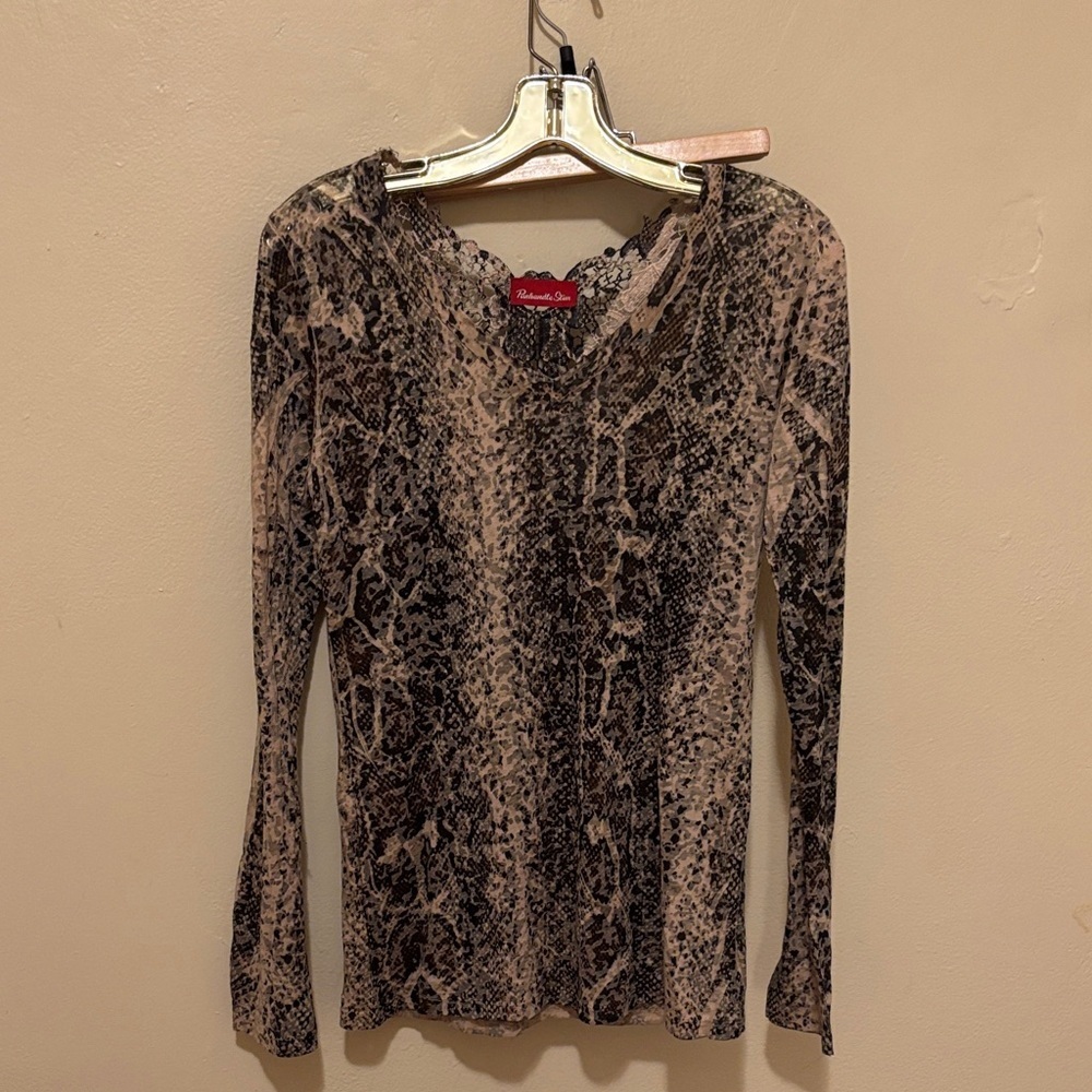 Panhandle Slim Brown and Black Snake Print Long Sleeve Top